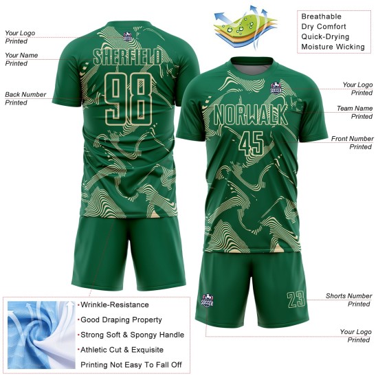 Soccer Lines Kelly Green Jersey Cream Custom Uniform Sublimation Curve Sports Soccer Lines Kelly Green Jersey Cream Custom Uniform Sublimation Curve Sports