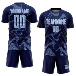 Soccer Light Jersey Sports Uniform Sublimation Navy Custom Blue-White Lines Curve Soccer Light Jersey Sports Uniform Sublimation Navy Custom Blue-White Lines Curve