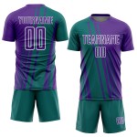 Uniform Sports Jersey Sublimation Teal-White Soccer Custom Lines Purple Uniform Sports Jersey Sublimation Teal-White Soccer Custom Lines Purple