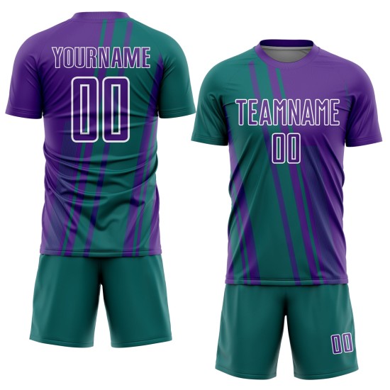 Uniform Sports Jersey Sublimation Teal-White Soccer Custom Lines Purple Uniform Sports Jersey Sublimation Teal-White Soccer Custom Lines Purple