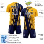Jersey Uniform Lines Custom Soccer Gold Navy-White Sports Sublimation