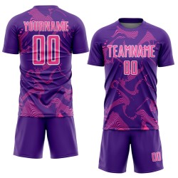 Lines Soccer Uniform Pink-White Jersey Custom Sports Sublimation Curve Purple Lines Soccer Uniform Pink-White Jersey Custom Sports Sublimation Curve Purple