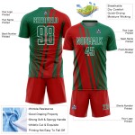 Sublimation Soccer Jersey Uniform Red-White Lines Sports Custom Green Kelly Sublimation Soccer Jersey Uniform Red-White Lines Sports Custom Green Kelly