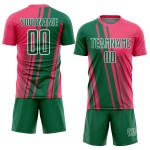 Sports Custom Kelly Pink Green-White Lines Neon Sublimation Jersey Soccer Uniform Sports Custom Kelly Pink Green-White Lines Neon Sublimation Jersey Soccer Uniform