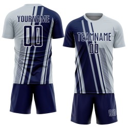 Custom Silver Uniform Lines Navy-White Jersey Sports Soccer Sublimation Custom Silver Uniform Lines Navy-White Jersey Sports Soccer Sublimation