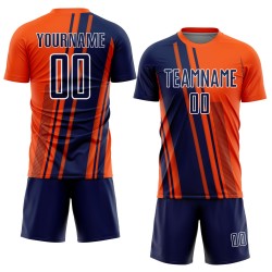 Sublimation Orange Lines Uniform Soccer Custom Sports Jersey Navy-White Sublimation Orange Lines Uniform Soccer Custom Sports Jersey Navy-White