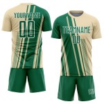 Soccer Cream Uniform Custom Green-White Sports Sublimation Kelly Jersey Lines Soccer Cream Uniform Custom Green-White Sports Sublimation Kelly Jersey Lines