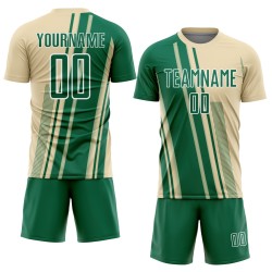 Soccer Cream Uniform Custom Green-White Sports Sublimation Kelly Jersey Lines Soccer Cream Uniform Custom Green-White Sports Sublimation Kelly Jersey Lines
