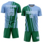Soccer Kelly Blue Lines Green-White Light Sports Jersey Custom Sublimation Uniform Soccer Kelly Blue Lines Green-White Light Sports Jersey Custom Sublimation Uniform