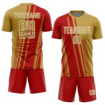Soccer Custom Sublimation Gold Old Red-White Uniform Jersey Sports Lines Soccer Custom Sublimation Gold Old Red-White Uniform Jersey Sports Lines