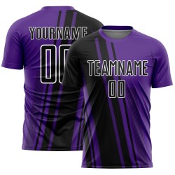 Lines Sublimation Black-White Custom Purple Jersey Sports Soccer Uniform