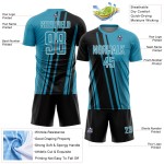 Sublimation Uniform Black-White Sports Jersey Blue Custom Soccer Panther Lines Sublimation Uniform Black-White Sports Jersey Blue Custom Soccer Panther Lines