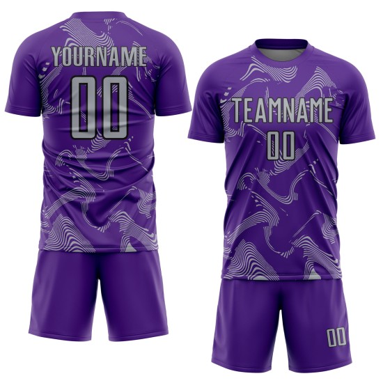 Sports Jersey Sublimation Soccer Gray-Black Curve Purple Uniform Custom Lines Sports Jersey Sublimation Soccer Gray-Black Curve Purple Uniform Custom Lines