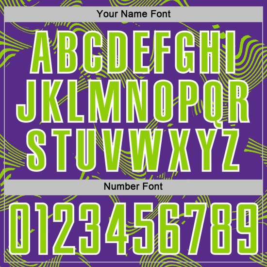 Custom Neon Green-White Purple Uniform Soccer Sports Curve Jersey Lines Sublimation