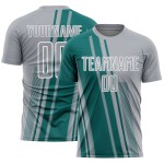 Lines Gray Custom Sports Soccer Teal-White Sublimation Uniform Jersey