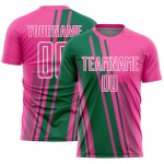 Uniform Kelly Sublimation Pink Soccer Lines Sports Green-White Custom Jersey Uniform Kelly Sublimation Pink Soccer Lines Sports Green-White Custom Jersey