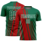 Sublimation Soccer Jersey Uniform Red-White Lines Sports Custom Green Kelly Sublimation Soccer Jersey Uniform Red-White Lines Sports Custom Green Kelly
