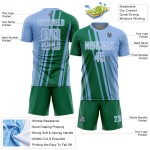Soccer Kelly Blue Lines Green-White Light Sports Jersey Custom Sublimation Uniform Soccer Kelly Blue Lines Green-White Light Sports Jersey Custom Sublimation Uniform