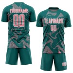Medium Curve Soccer Pink-White Custom Sports Sublimation Uniform Teal Lines Jersey Medium Curve Soccer Pink-White Custom Sports Sublimation Uniform Teal Lines Jersey