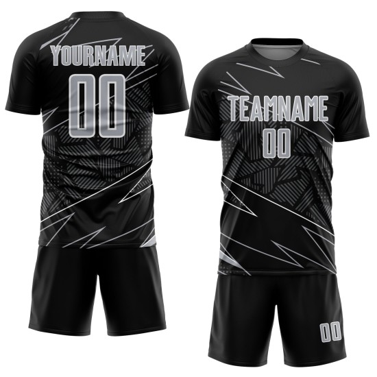 Sublimation Gray-White Black Custom Soccer Lines Uniform Sports Jersey Sublimation Gray-White Black Custom Soccer Lines Uniform Sports Jersey
