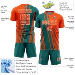 Soccer Custom Lines Jersey Sublimation Teal-White Uniform Sports Orange Soccer Custom Lines Jersey Sublimation Teal-White Uniform Sports Orange