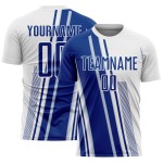 Royal Sports White Sublimation Uniform Lines Soccer Jersey Custom