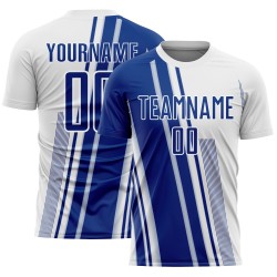 Royal Sports White Sublimation Uniform Lines Soccer Jersey Custom