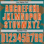 Orange-White Sublimation Sports Curve Lines Custom Jersey Teal Uniform Soccer Orange-White Sublimation Sports Curve Lines Custom Jersey Teal Uniform Soccer