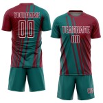 Lines Uniform Soccer Crimson Sports Sublimation Teal-White Custom Jersey