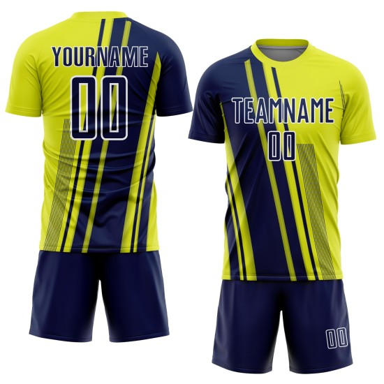 Lines Yellow Neon Soccer Jersey Sports Navy-White Sublimation Custom Uniform Lines Yellow Neon Soccer Jersey Sports Navy-White Sublimation Custom Uniform