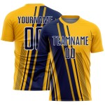Jersey Uniform Lines Custom Soccer Gold Navy-White Sports Sublimation