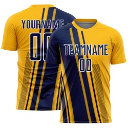 Jersey Uniform Lines Custom Soccer Gold Navy-White Sports Sublimation