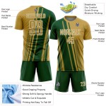 Jersey Uniform Soccer Custom Green-White Old Gold Lines Sublimation Sports Jersey Uniform Soccer Custom Green-White Old Gold Lines Sublimation Sports