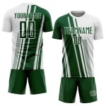 Green Custom Soccer Sublimation Lines Uniform White Jersey Sports