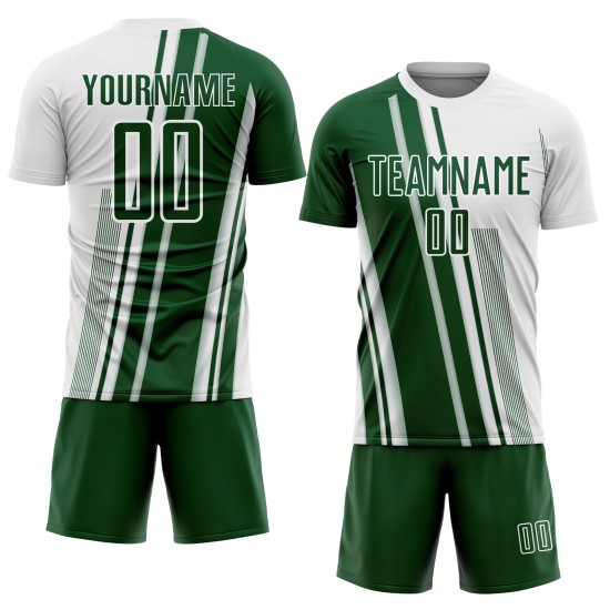 Green Custom Soccer Sublimation Lines Uniform White Jersey Sports
