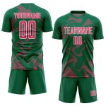 Jersey Custom Sports Pink-White Sublimation Green Neon Kelly Soccer Curve Uniform Lines Jersey Custom Sports Pink-White Sublimation Green Neon Kelly Soccer Curve Uniform Lines