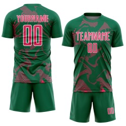Jersey Custom Sports Pink-White Sublimation Green Neon Kelly Soccer Curve Uniform Lines Jersey Custom Sports Pink-White Sublimation Green Neon Kelly Soccer Curve Uniform Lines