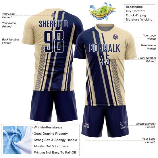 Uniform Lines Sports Cream Navy-White Soccer Custom Jersey Sublimation Uniform Lines Sports Cream Navy-White Soccer Custom Jersey Sublimation