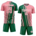 Soccer Kelly Uniform Pink Sublimation Green-White Medium Lines Jersey Sports Custom Soccer Kelly Uniform Pink Sublimation Green-White Medium Lines Jersey Sports Custom