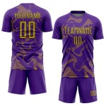 Gold-Black Sports Uniform Old Curve Purple Soccer Jersey Sublimation Lines Custom