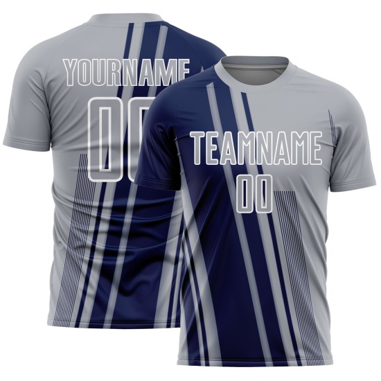 Lines Soccer Navy-White Custom Sublimation Gray Uniform Jersey Sports Lines Soccer Navy-White Custom Sublimation Gray Uniform Jersey Sports