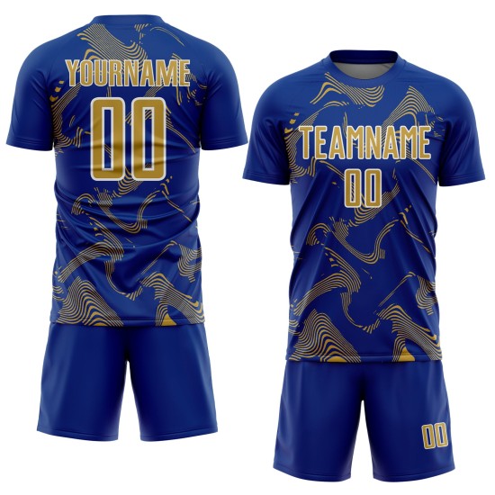 Gold-White Soccer Custom Sports Lines Curve Sublimation Uniform Old Jersey Royal Gold-White Soccer Custom Sports Lines Curve Sublimation Uniform Old Jersey Royal