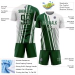 Green Custom Soccer Sublimation Lines Uniform White Jersey Sports