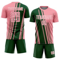 Custom Jersey Sports Green-White Pink Medium Uniform Soccer Sublimation Lines Custom Jersey Sports Green-White Pink Medium Uniform Soccer Sublimation Lines