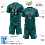 Sports Custom Jersey Curve Soccer Teal Lines Uniform Sublimation Black-White Sports Custom Jersey Curve Soccer Teal Lines Uniform Sublimation Black-White