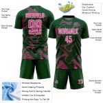 Sports Green Sublimation Pink-White Jersey Custom Soccer Uniform Lines Curve Sports Green Sublimation Pink-White Jersey Custom Soccer Uniform Lines Curve
