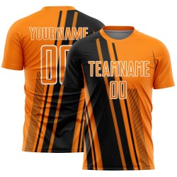 Uniform Orange Jersey Sublimation Lines Custom Bay Sports Soccer Black-White