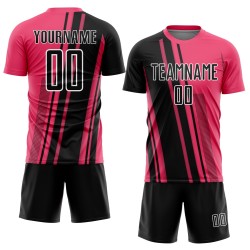 Soccer Lines Sublimation Neon Uniform Custom Pink Jersey Sports Black-White Soccer Lines Sublimation Neon Uniform Custom Pink Jersey Sports Black-White