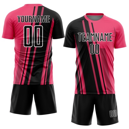 Soccer Lines Sublimation Neon Uniform Custom Pink Jersey Sports Black-White Soccer Lines Sublimation Neon Uniform Custom Pink Jersey Sports Black-White