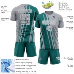 Lines Gray Custom Sports Soccer Teal-White Sublimation Uniform Jersey